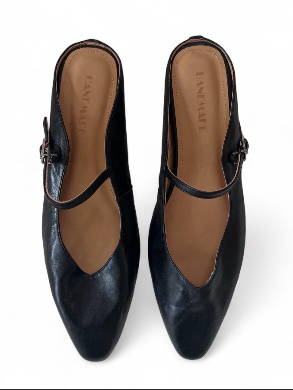 NWOT- HANDMADE Women's Pointed Toe Strap Detail Slip-On Mule Flats with buckle